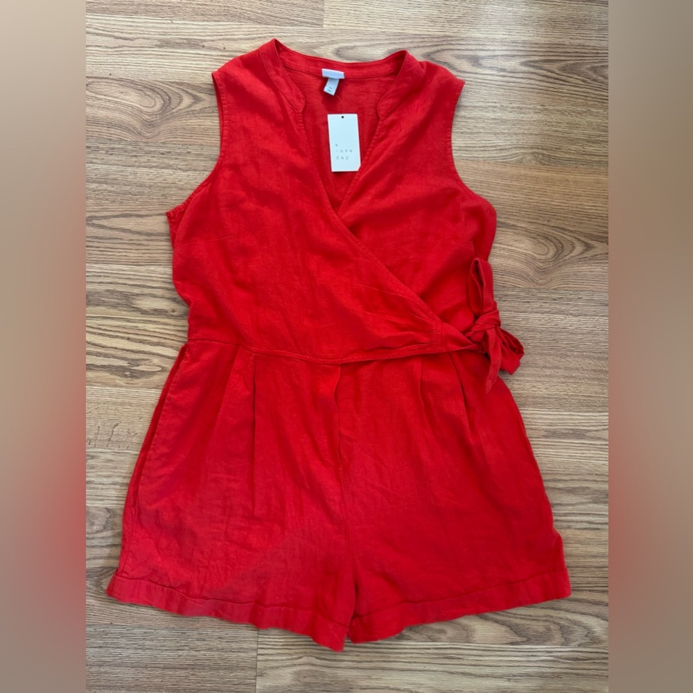 a new day Red Sleeveless Wrap Romper